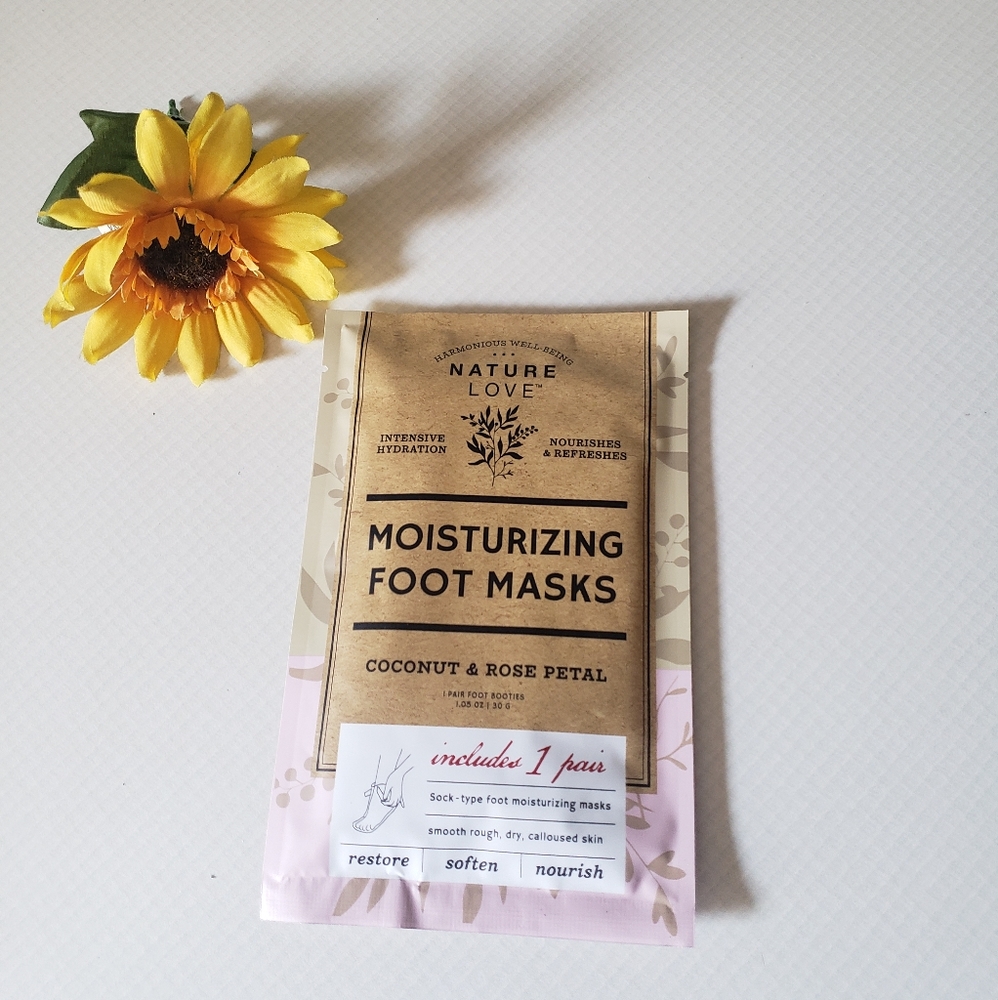 Just In: Brand New Nature Love Moisturizing Coconut and Rose Petals Foot Masks